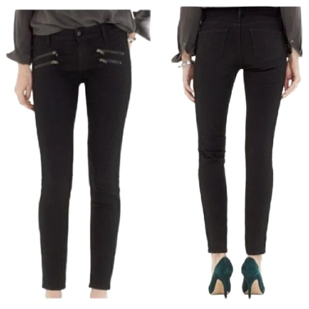 Madewell Skinny Skinny Double Zipper Pocket Black Denim Jean Long Pants Size 26